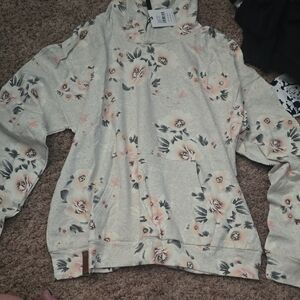 Ampersand Ave Hoodie Sweatshirt | NWT | Kangaroo Pocket | Gray With Floral Print